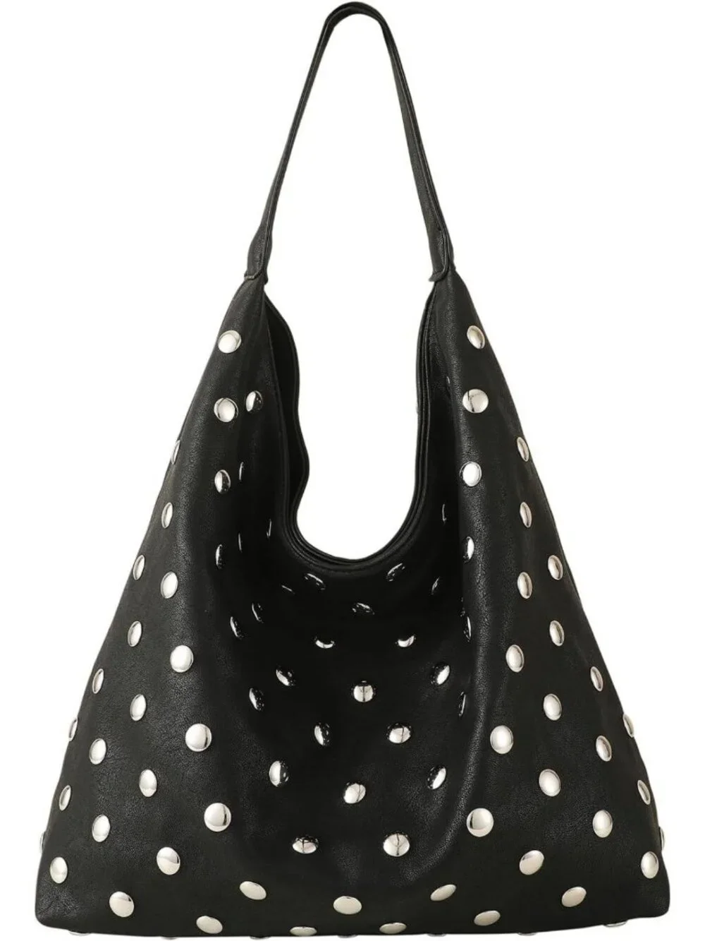 Stylish Studded Hobo Purse, Leather Tote Bag, Rivet Shoulder Handbag for Women